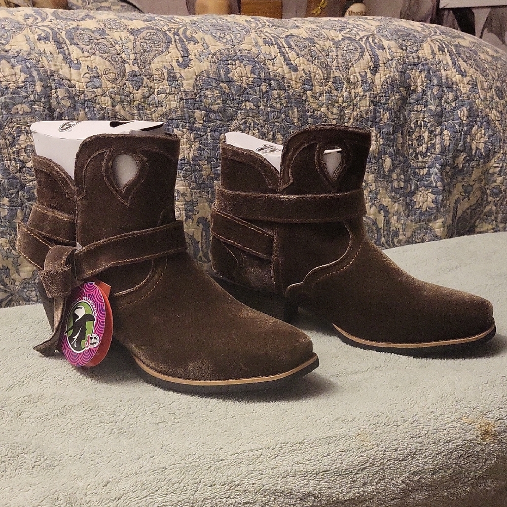 Justin Boots Dark Brown Suede Ankle Boots